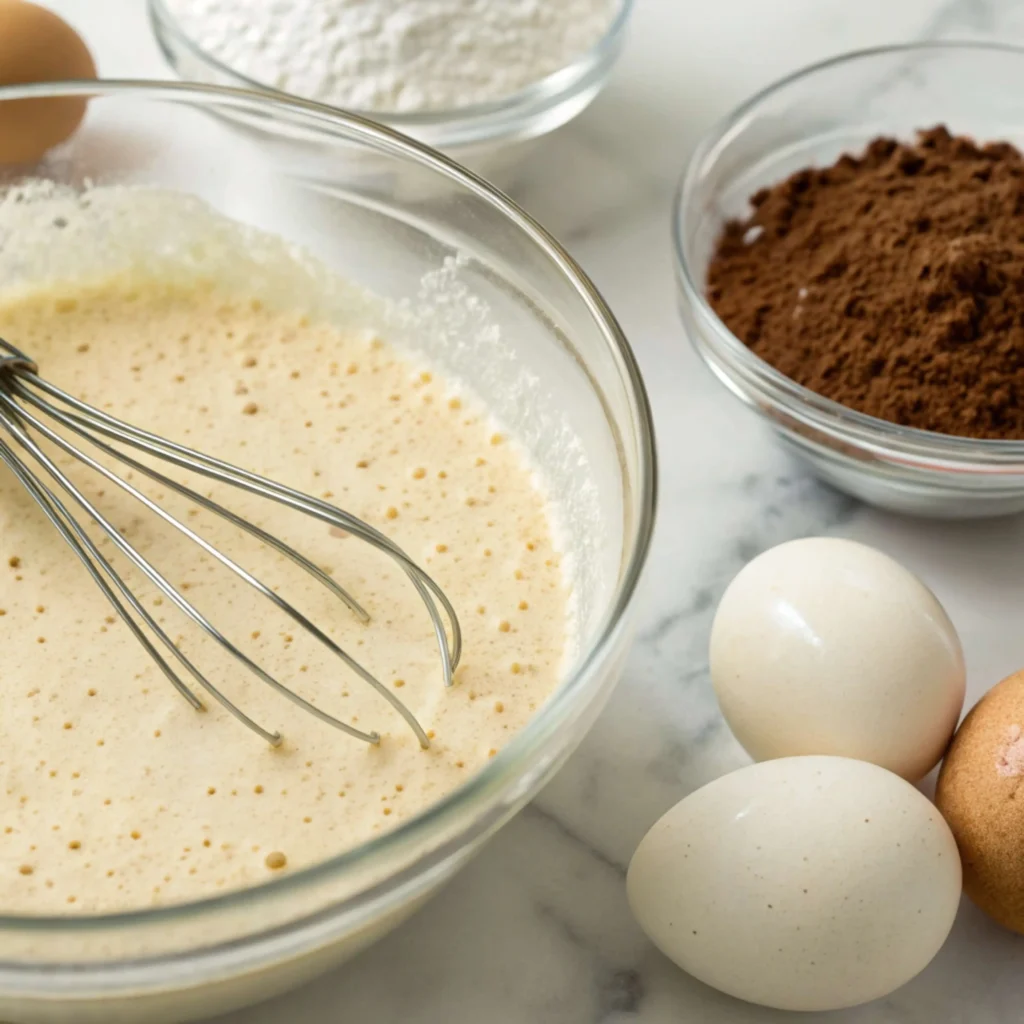 Mixing batter for 2 ingredient protein pancakes