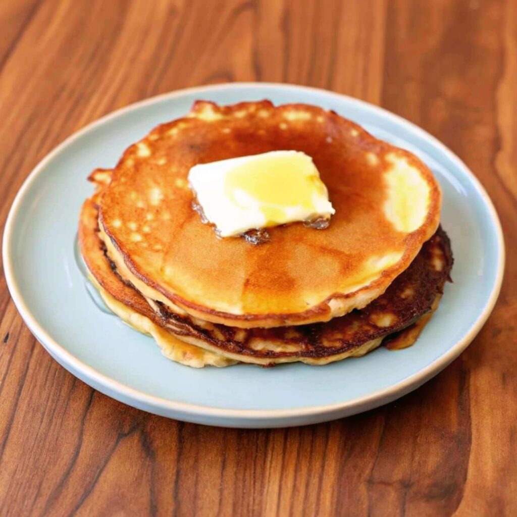 2 Ingredient Protein Pancakes with Butter and Syrup