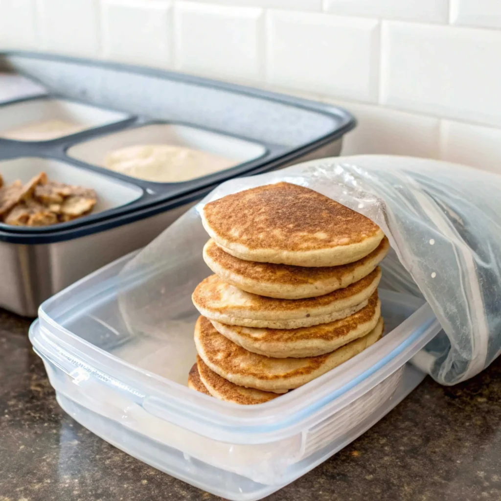 Frozen 2 ingredient protein pancakes in storage bag