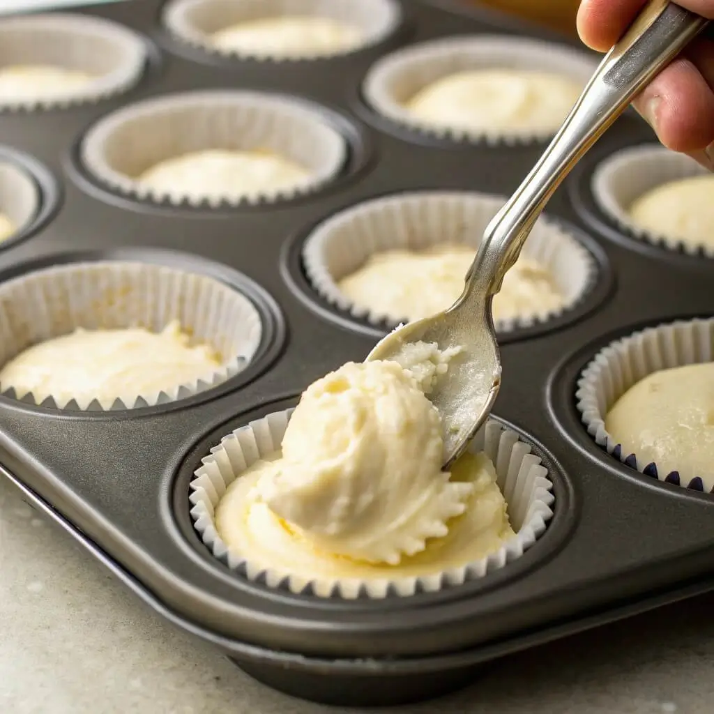 Assembling low carb carrot cake muffins with cream cheese center