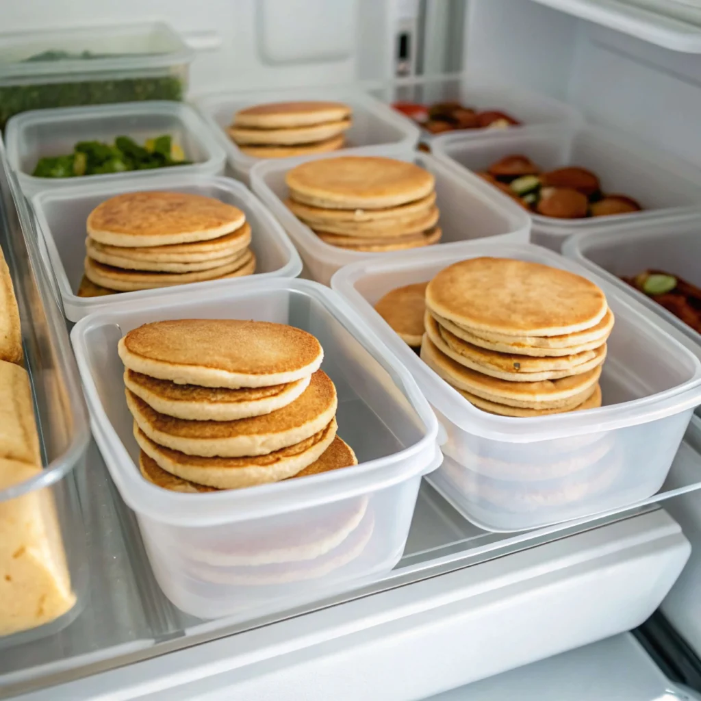 Stored 2 ingredient protein pancakes without banana in containers