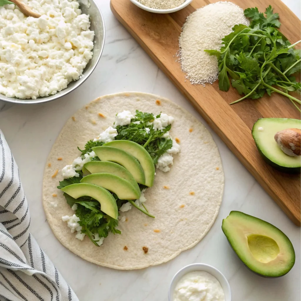 Ingredients for low carb cottage cheese wrap