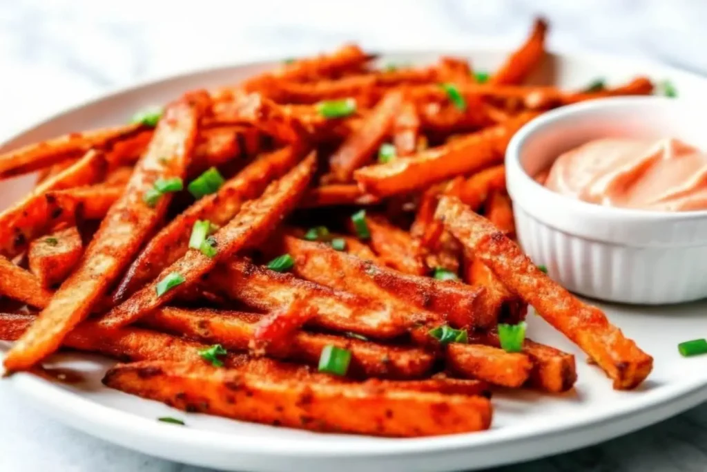 Crispy Air Fryer Carrot Fries with Spicy Dipping Sauce