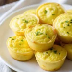 Freshly baked cottage cheese egg bites in muffin tin