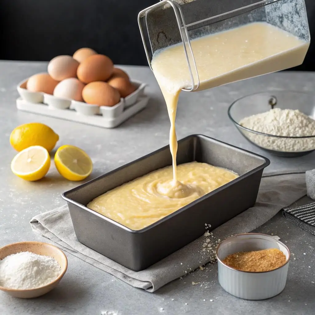 lemon loaf pound cake batter preparation