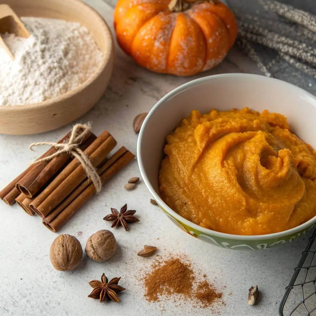 Pumpkin loaf ingredients pumpkin puree cinnamon nutmeg