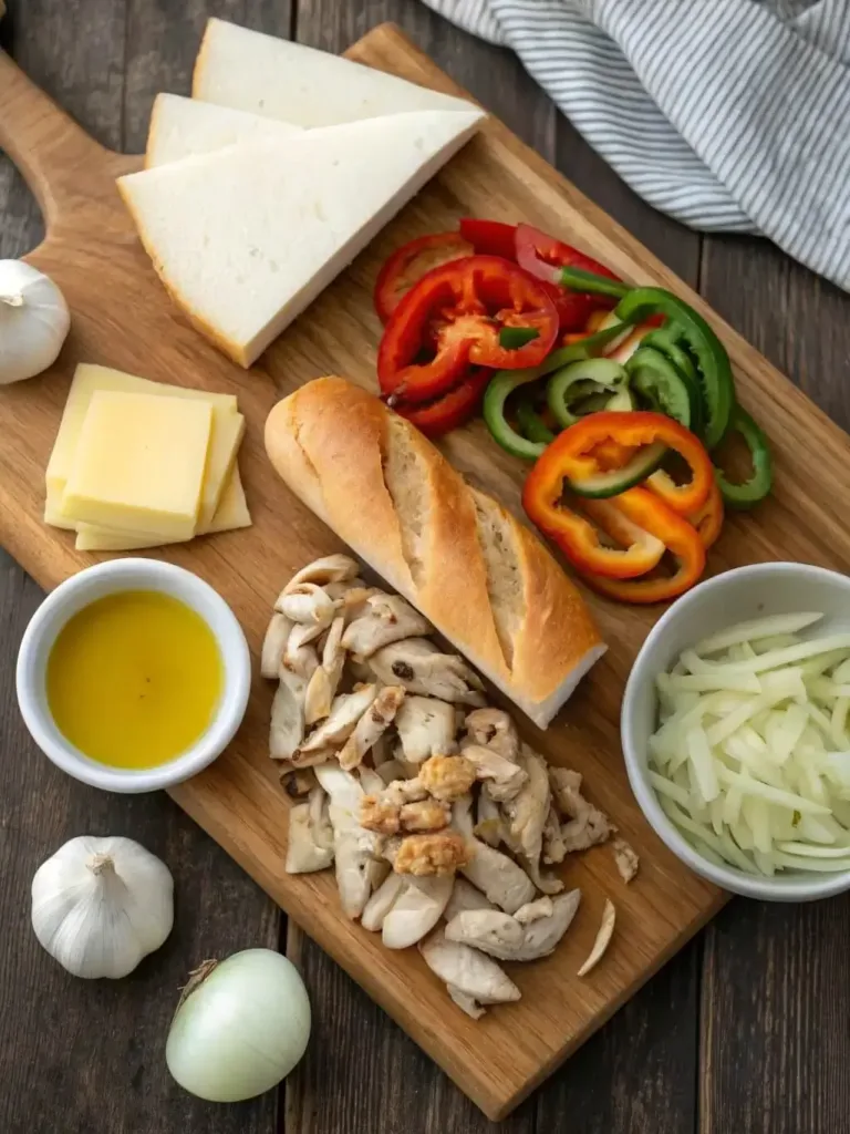 Ingredients for Chicken Philly Cheesesteak recipe