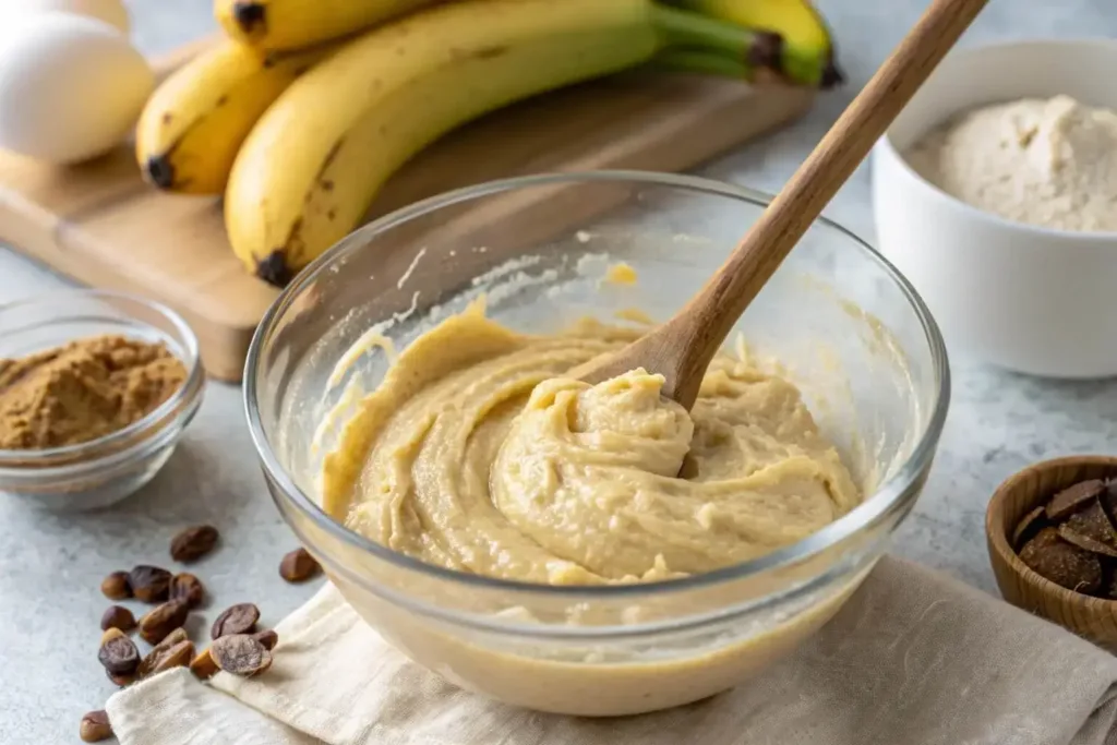 Mixing Banana Bread Batter with Sour Cream