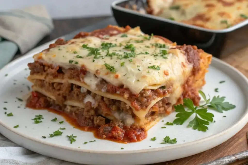 Oven-Baked Beef Lasagna with One Ricotta Mixture Recipe
